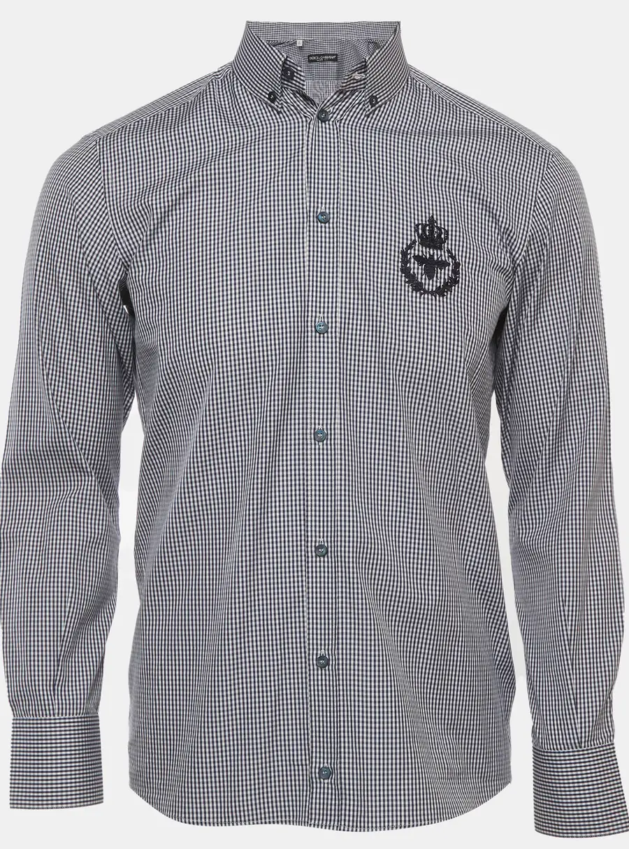 Dolce & Gabbana Blue Gingham Cotton Shirt S