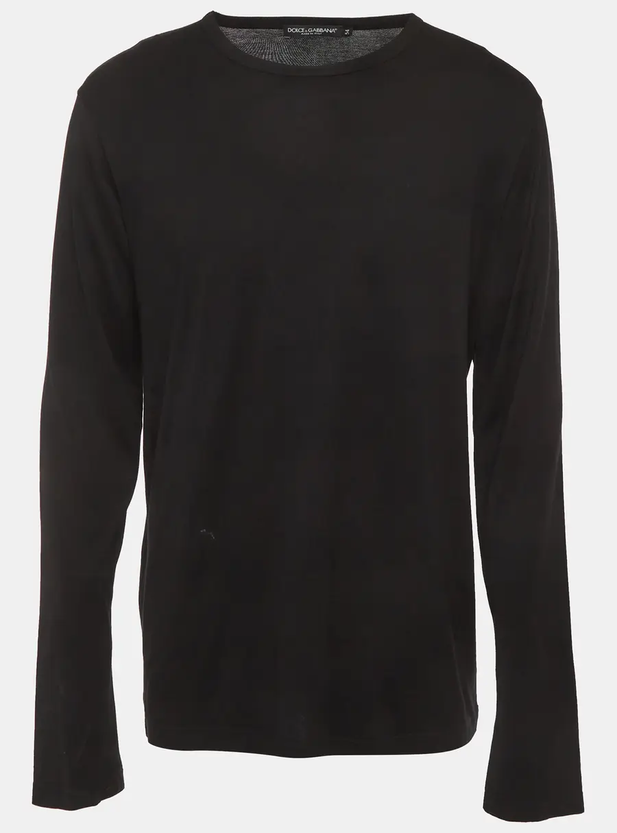 Dolce & Gabbana Black Rib Knit Long Sleeve Shirt XXL