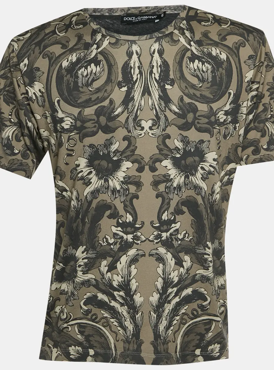 Dolce & Gabbana Brown Baroque Print Jersey Crewneck T-Shirt M