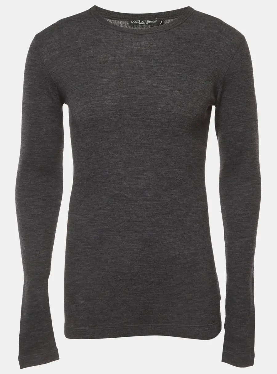 Dolce & Gabbana Grey Cotton Knit Crewneck Sweater L
