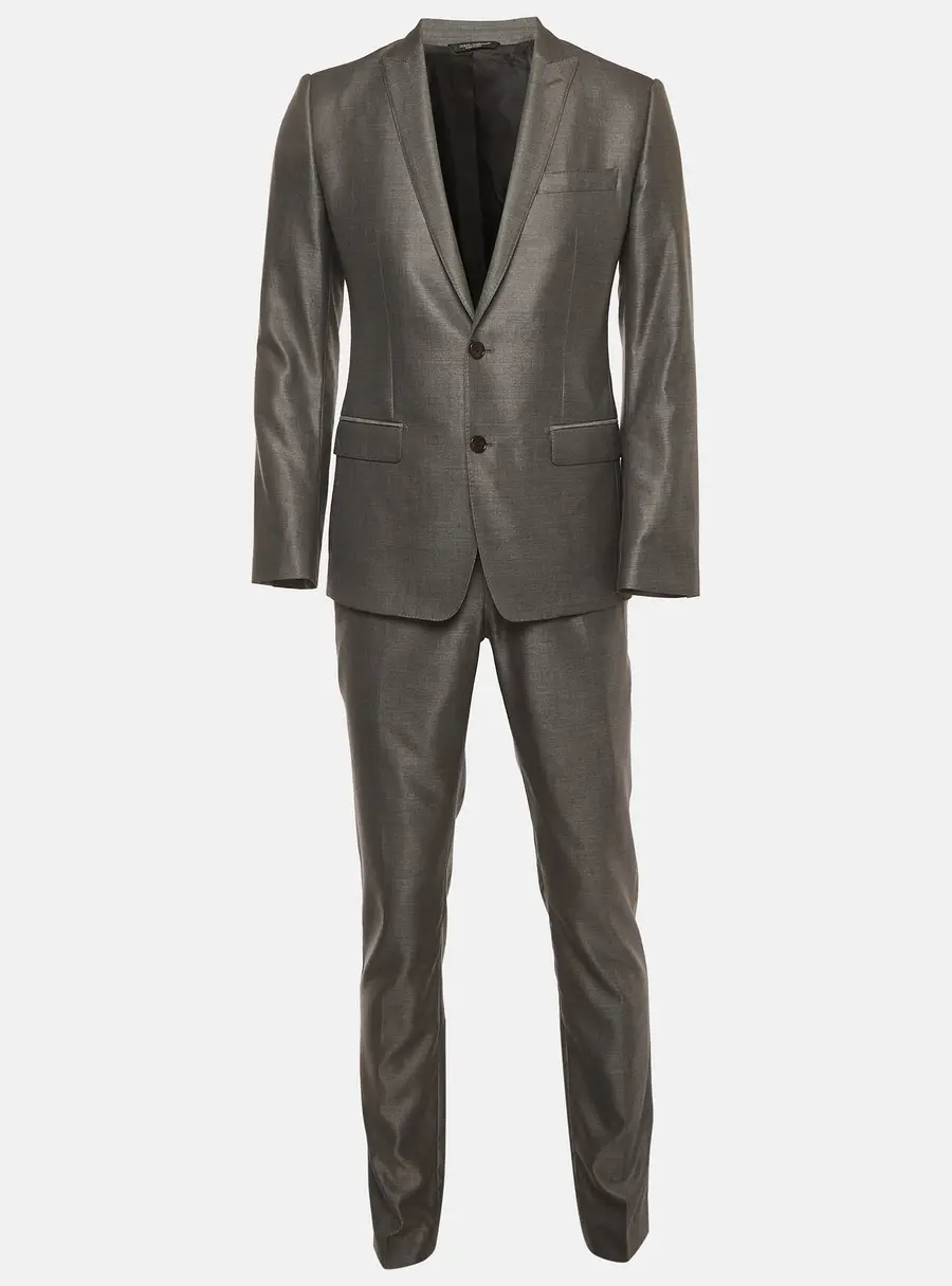 Dolce & Gabbana Grey Wool Blend Single Breasted Blazer and Pant Suit S