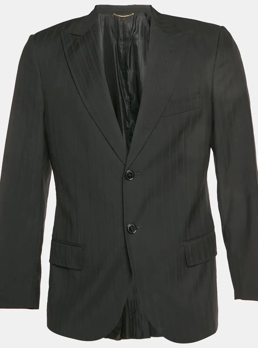 Dolce & Gabbana Black Striped Wool Single Breasted Blazer S