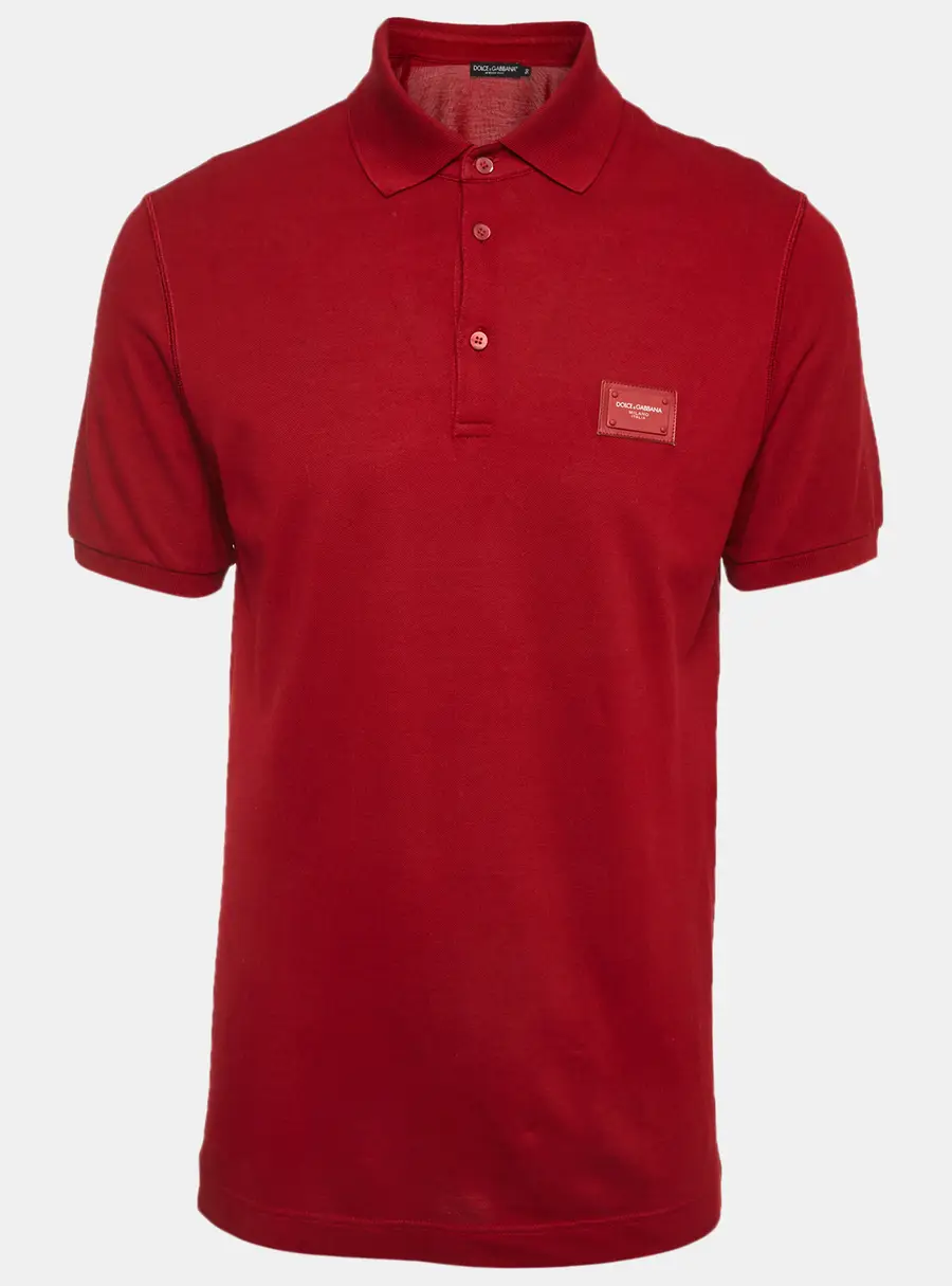 Dolce & Gabbana Burgundy Cotton Pique Polo T-Shirt L