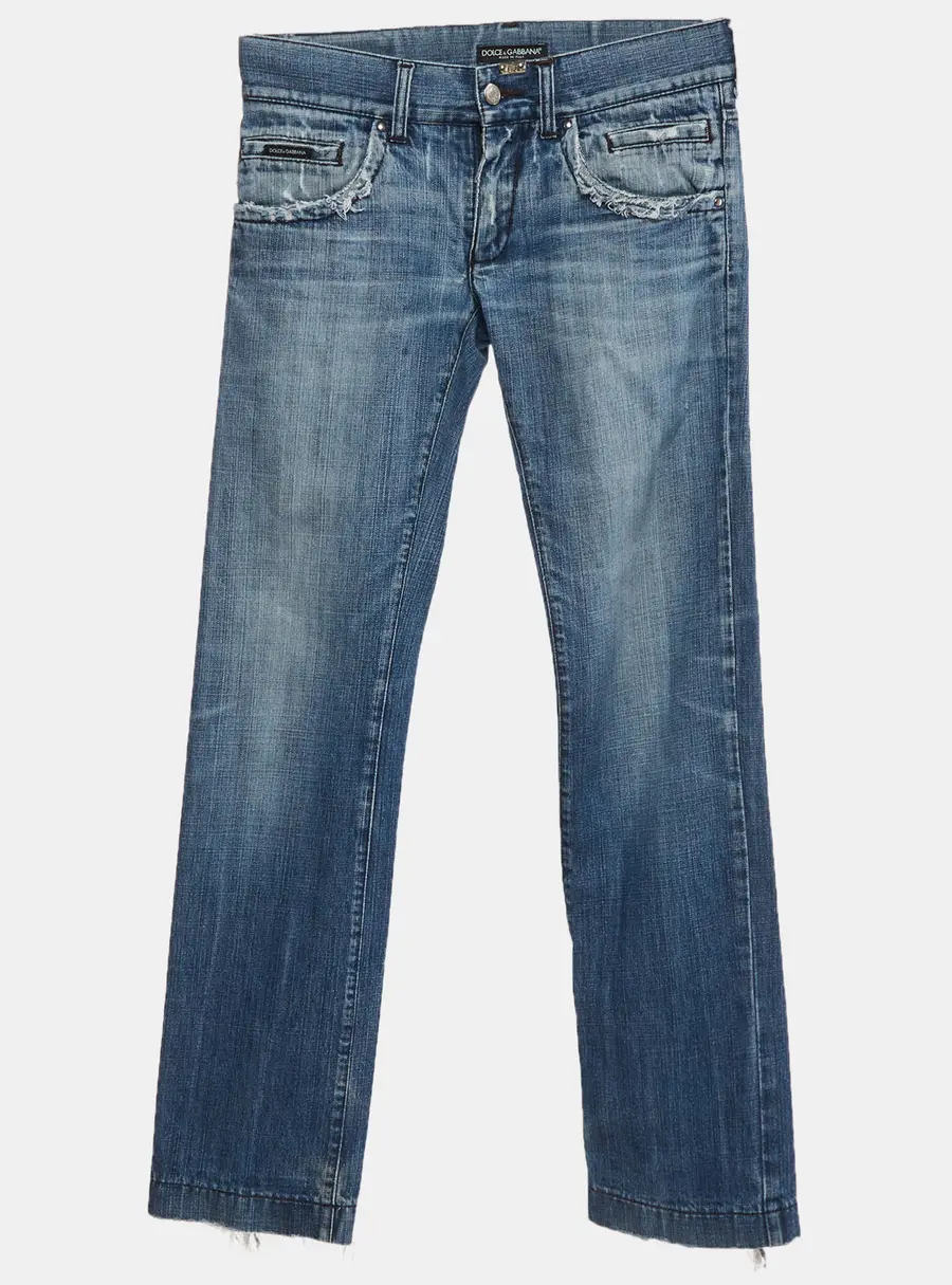 Dolce & Gabbana Blue Distressed Denim Slim Fit Jeans M/Waist 32"