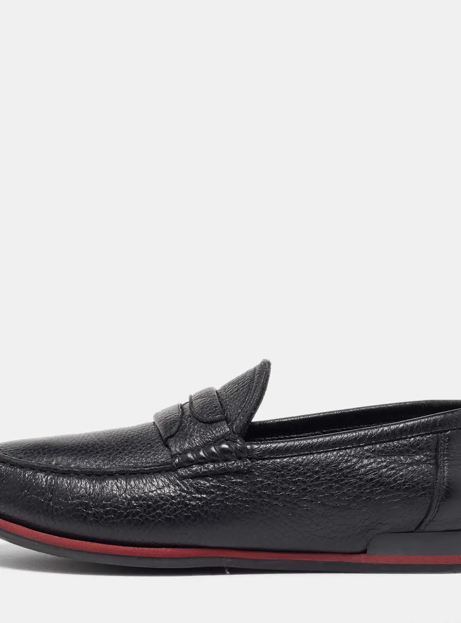Dolce & Gabbana Black Leather Slip On Loafers Size 40