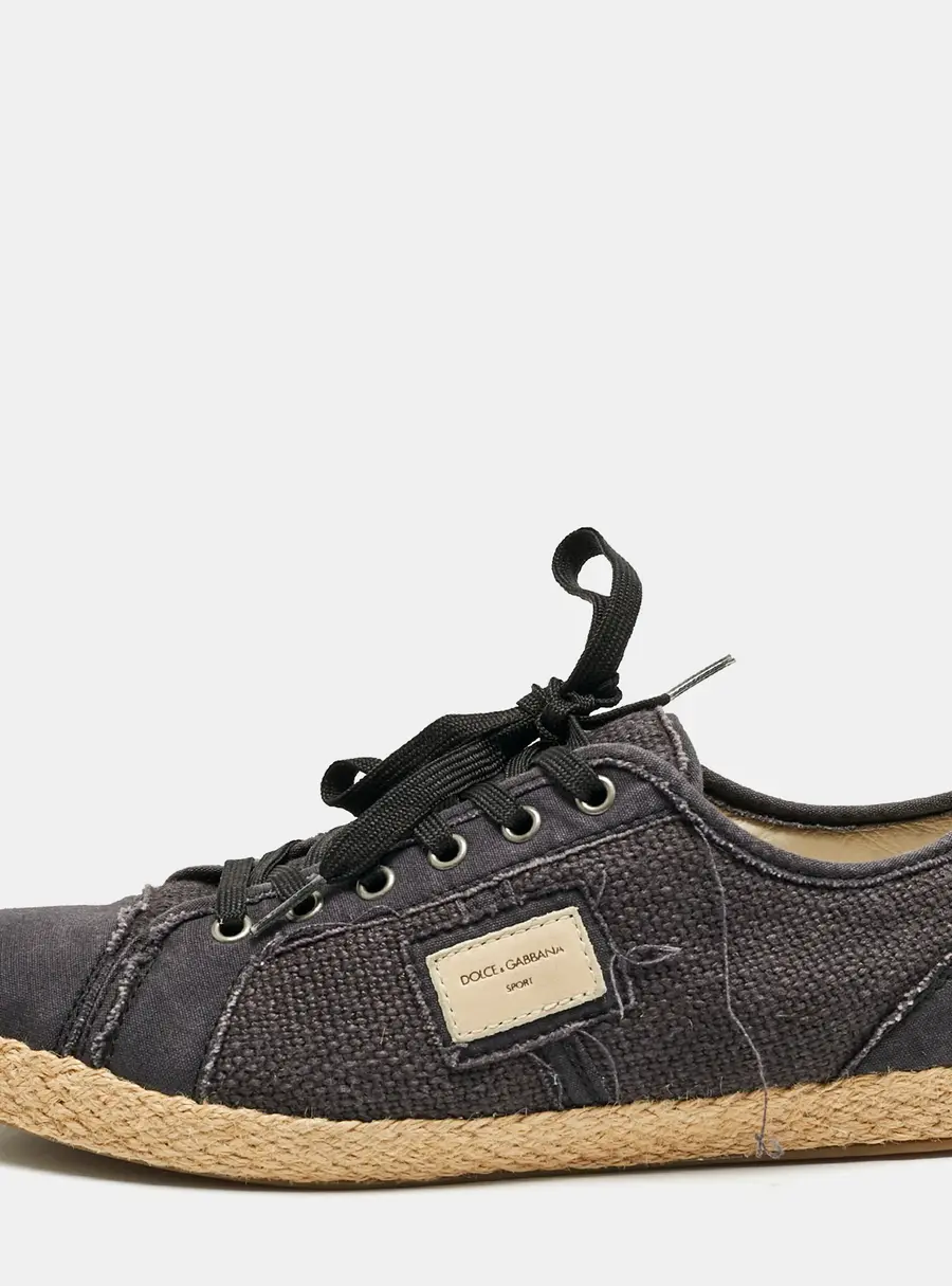 Dolce & Gabbana Navy Blue Canvas Lace Up Espadrille Size 41.5