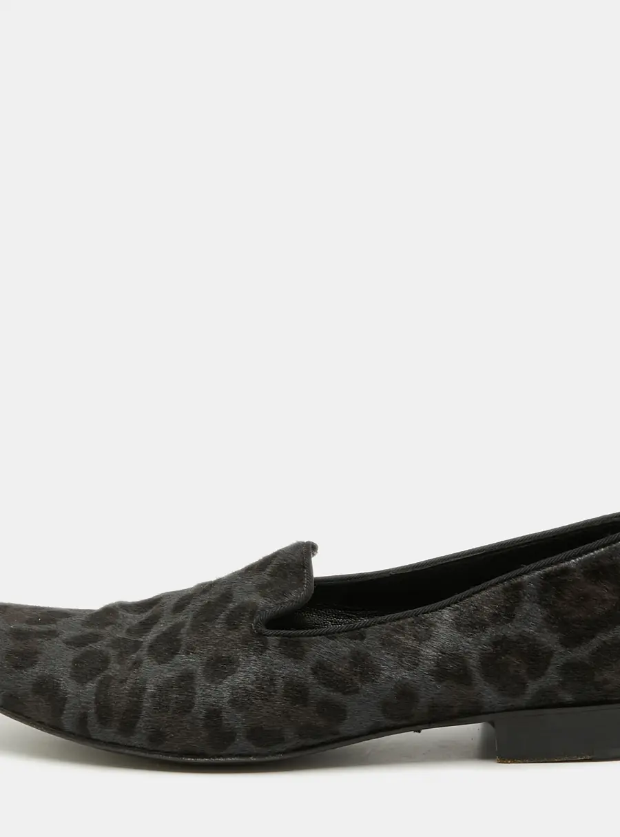 Dolce & Gabbana Grey Animal Print Calf Hair Smoking Slippers Size 41