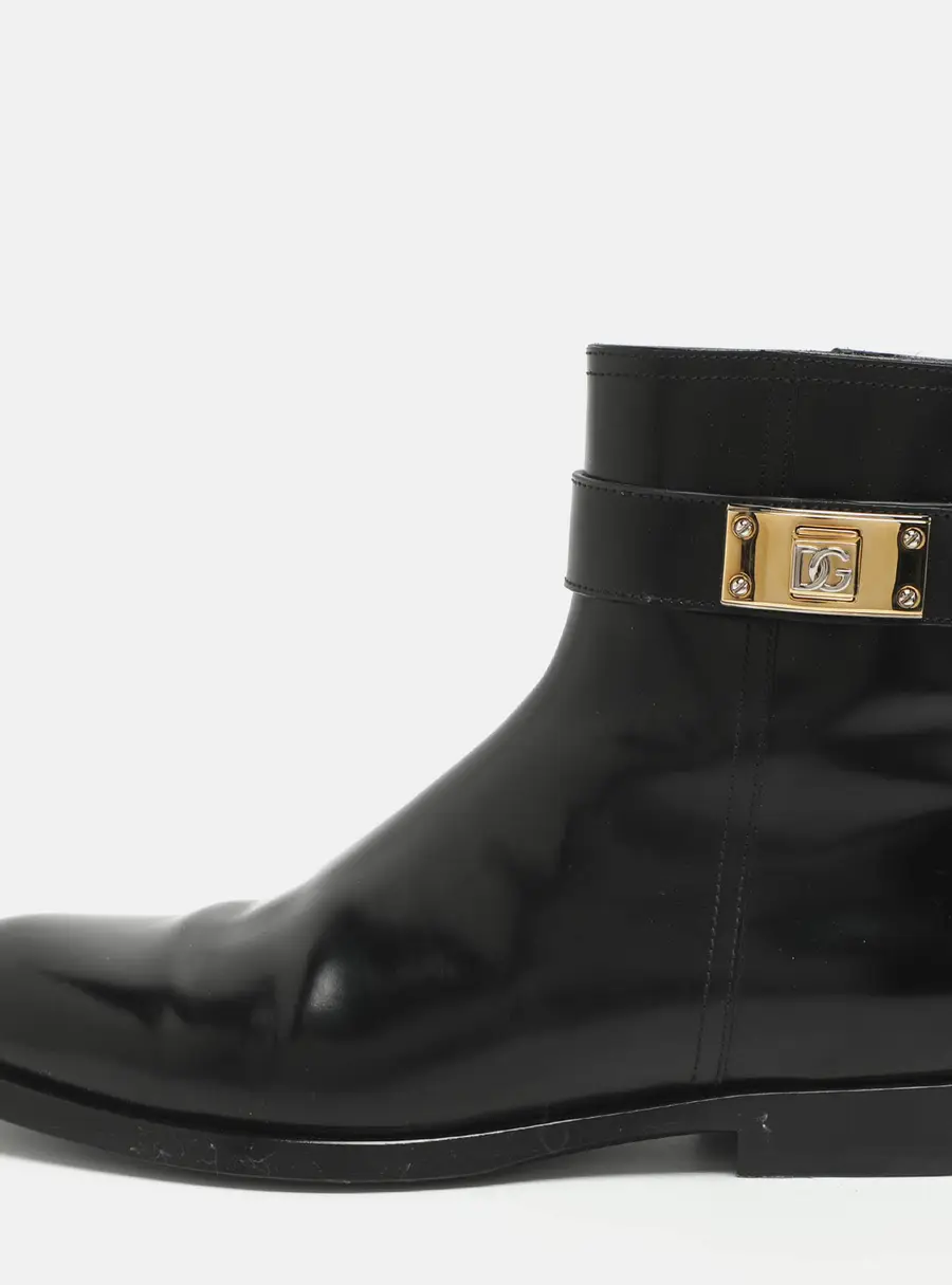 Dolce & Gabbana Giotto Size 39 Black Leather Ankle Length Boots