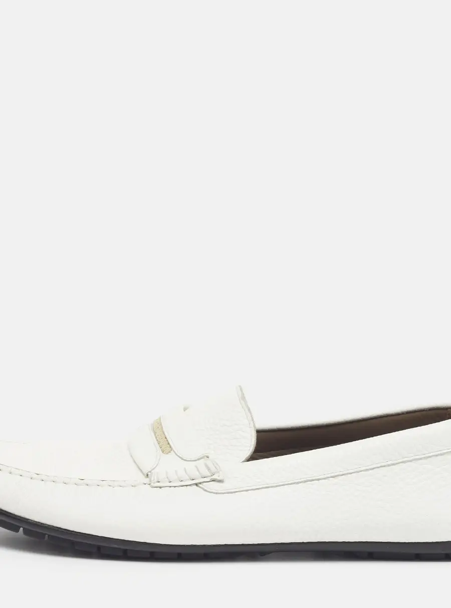 Dolce & Gabbana Size 45 White Leather Slip On Loafers