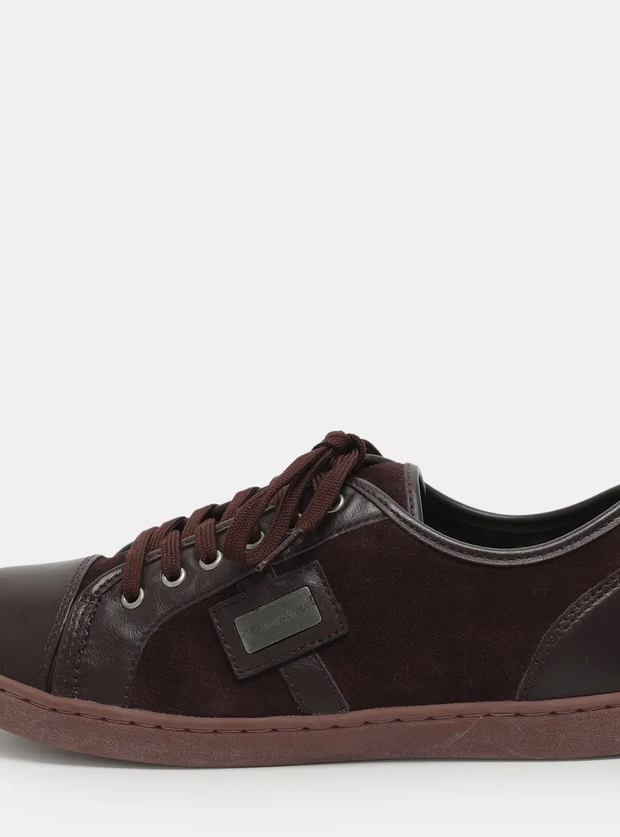 Dolce & Gabbana Portofino Size 38 Dark Burgundy Leather Low Top Sneakers