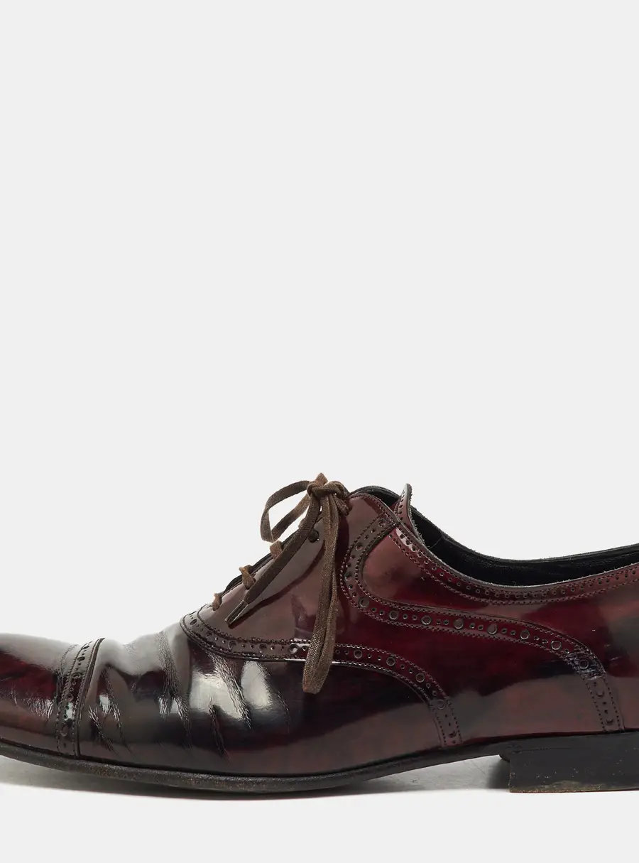 Dolce & Gabbana Burgundy Leather Brogue Lace Up Oxford Size 43
