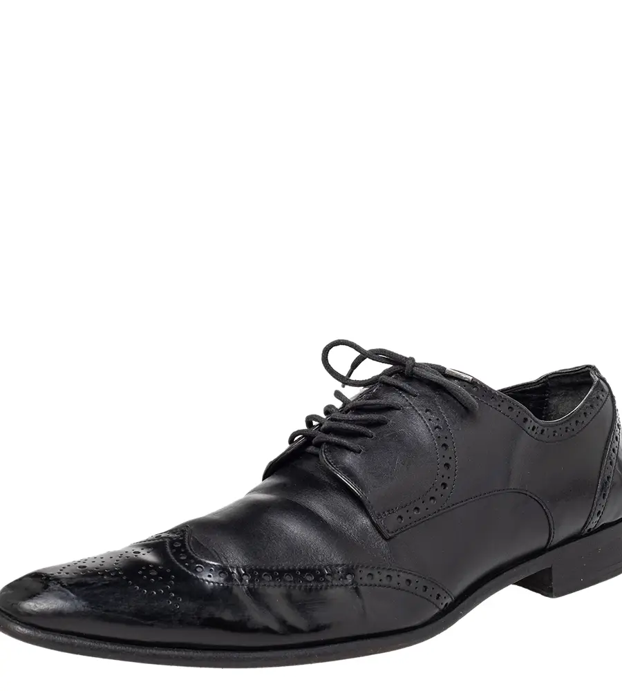 Dolce & Gabbana Black Brogue Leather Lace Up Derby Size 43