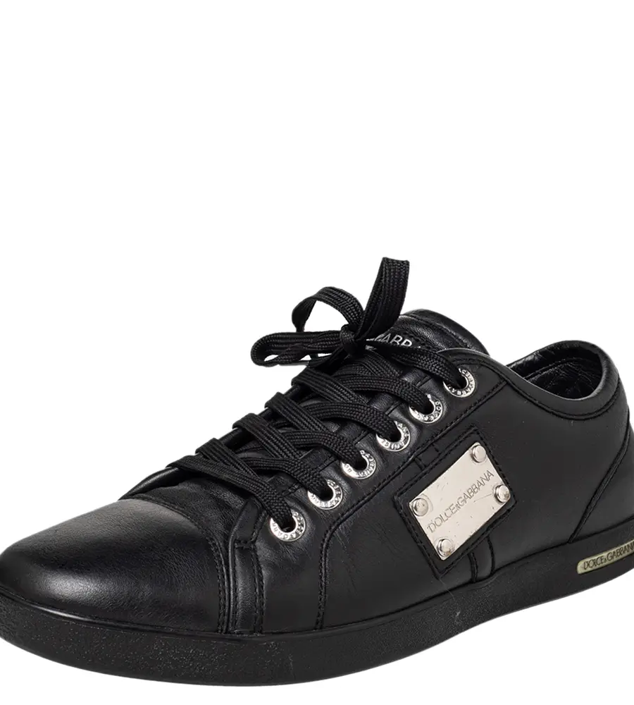 Dolce & Gabbana Black Cap Toe Low Top Sneakers Size 40.5