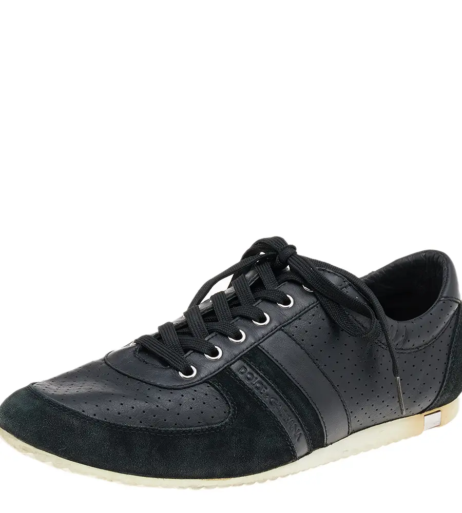 Dolce & Gabbana Black Suede And Leather Low Top Sneakers Size 44