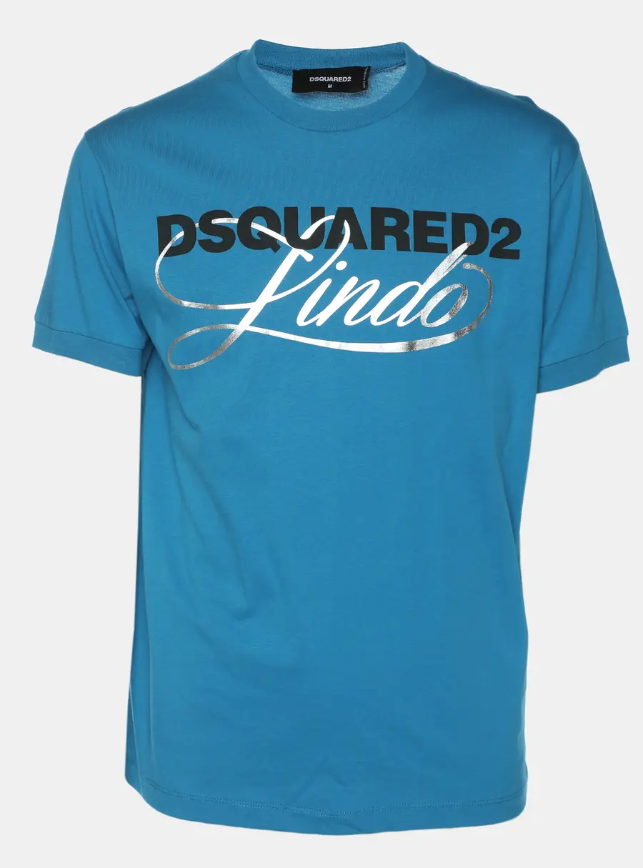 Dsquared2 Blue Jersey Logo Print T-Shirt M