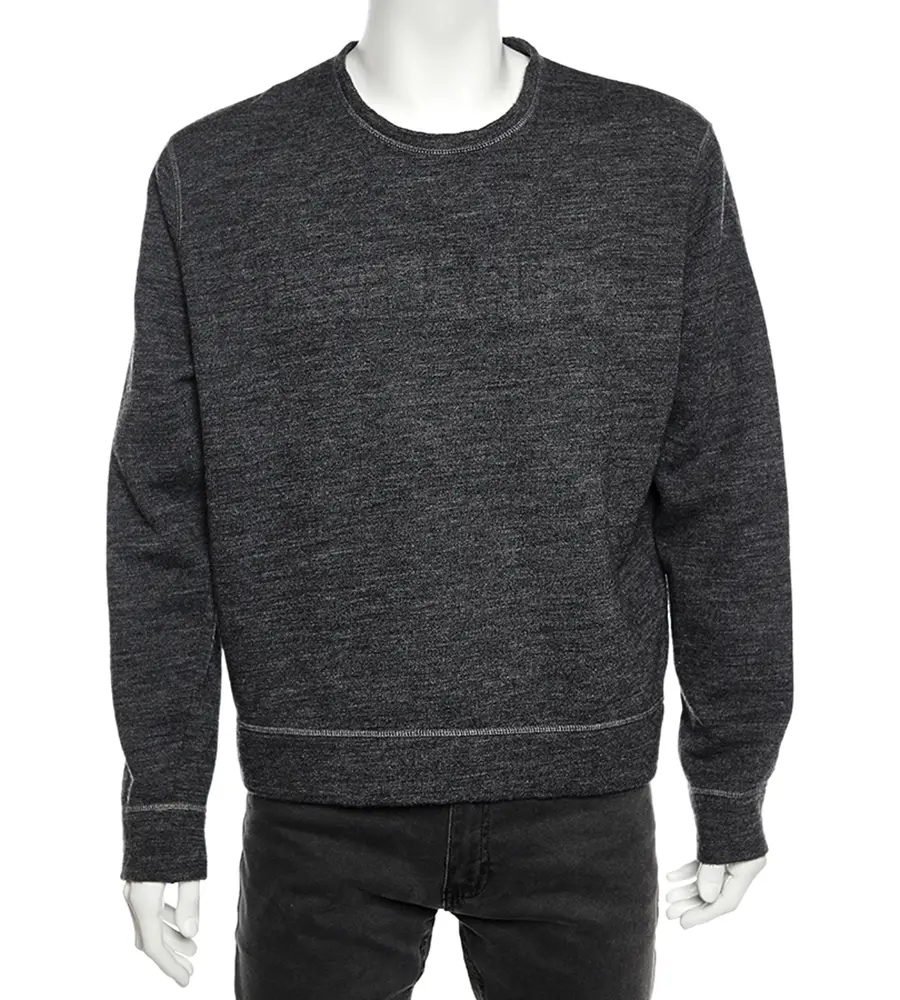 Dsquared2 Grey Wool Logo Embossed Long Sleeve Sweatshirt XL