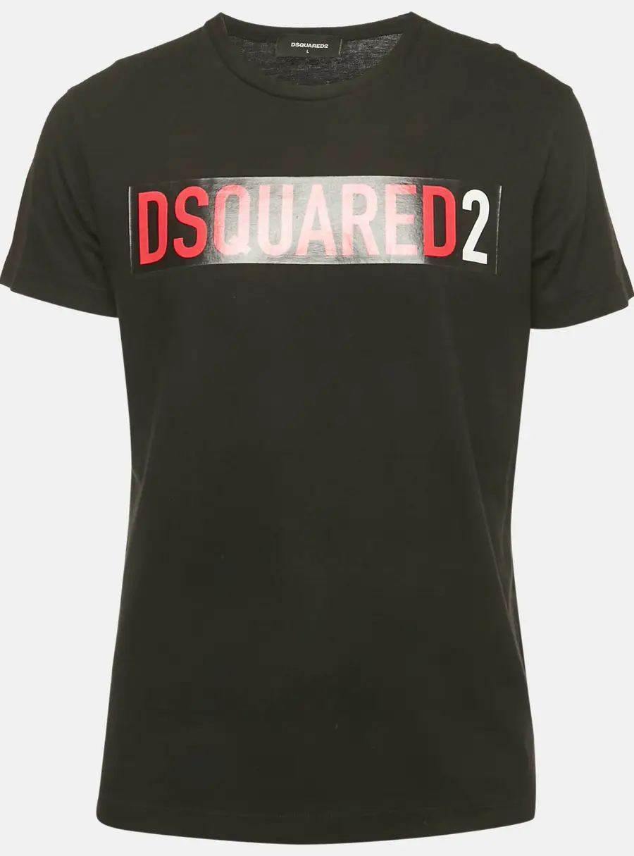 Dsquared2 Black Logo Print Jersey T-Shirt L