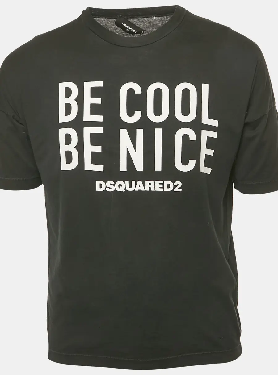Dsquared2 Black Logo Printed Cotton Short Sleeve T-Shirt XS