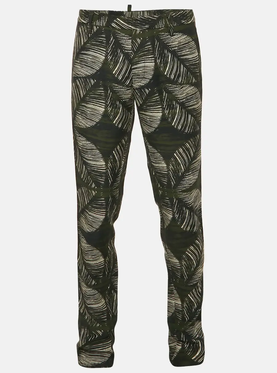 Dsquared2 Green Tropical Print Crepe Trousers L