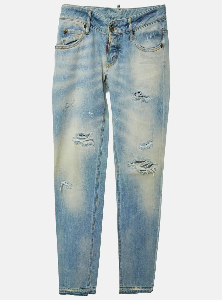 Dsquared2 Blue Denim Distressed Slim Fit Jeans M/Waist 34"