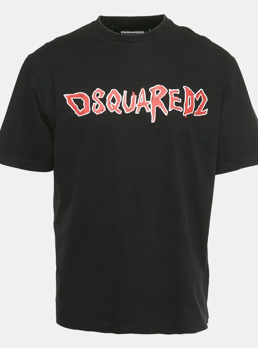 Dsquared2 Black Logo Print Cotton T-Shirt XL