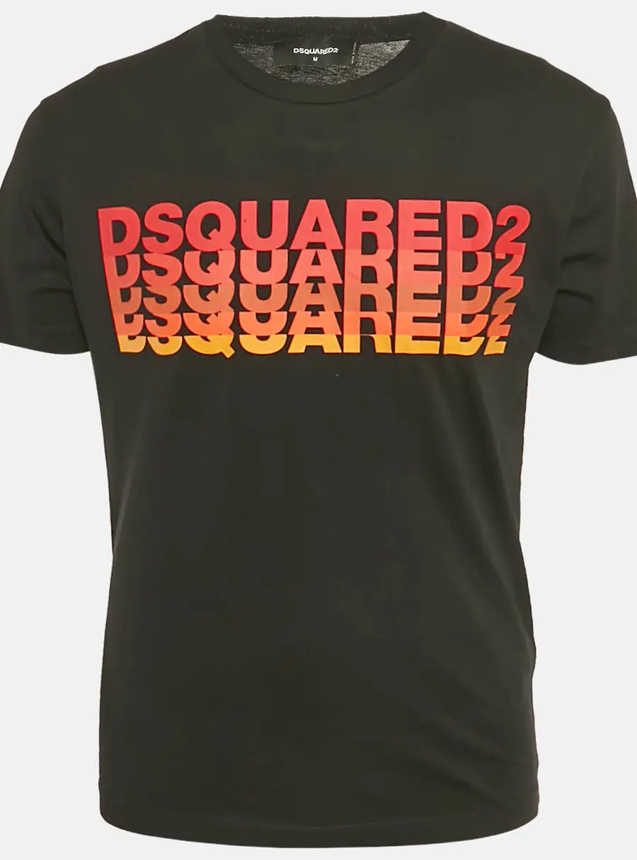 Dsquared2 Black Logo Printed Cotton Knit Crew Neck T-Shirt M