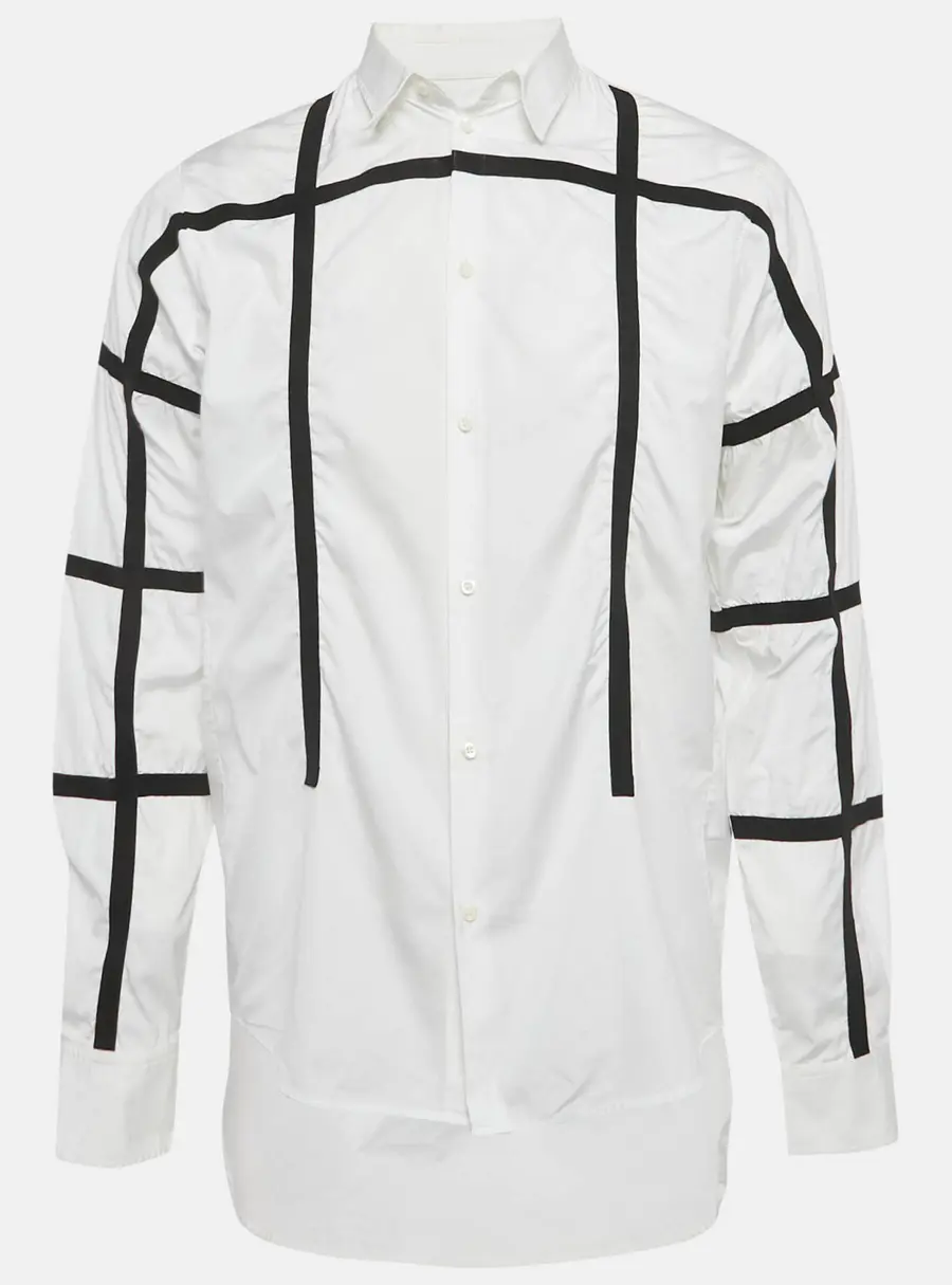 Dsquared2 White Tape Trim Cotton Shirt S
