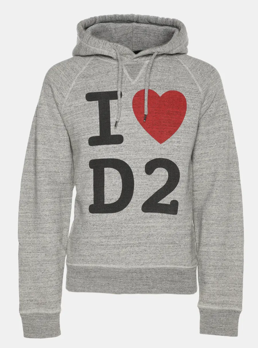 DSQUARED2 Grey Graphic-Print Cotton Hoodie M