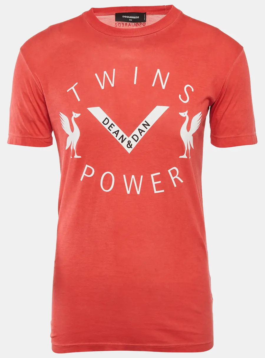 Dsquared2 Red Jersey Twin Power T-Shirt XS