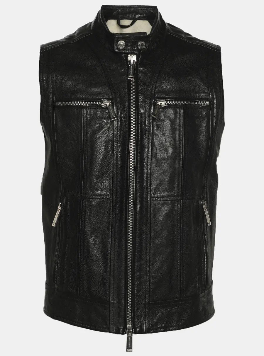 Dsquared2 Black Leather Vest XL