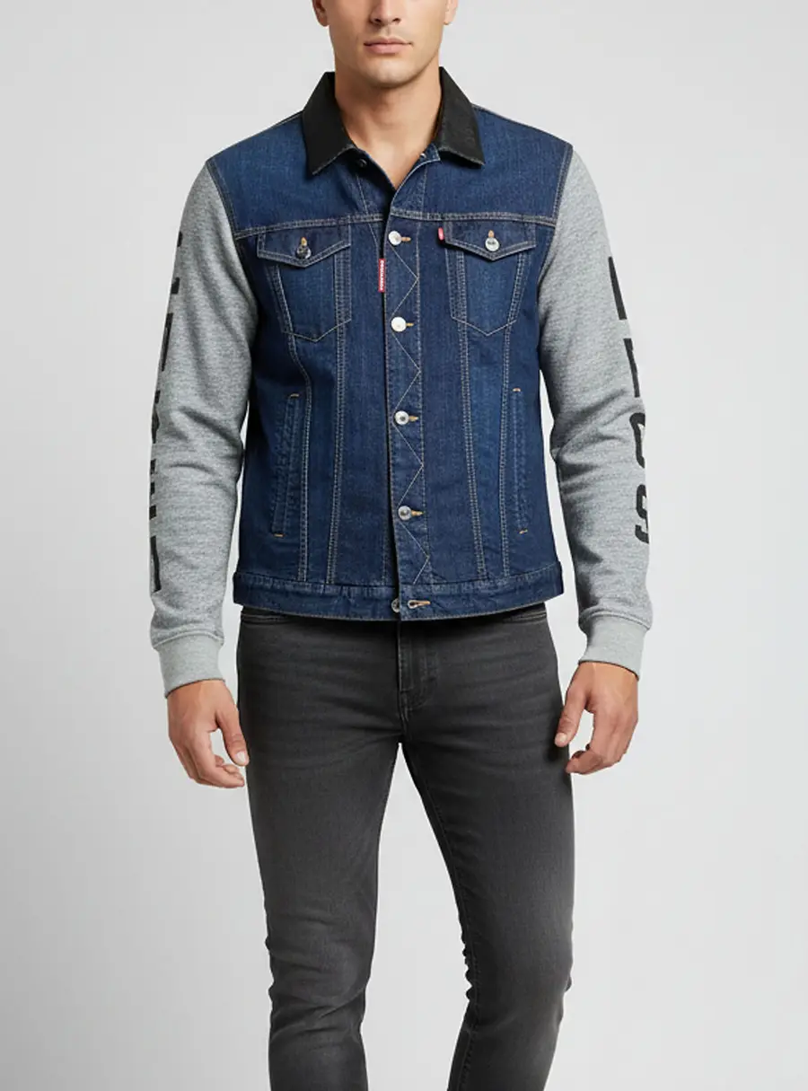 Dsquared2 Blue/Grey Denim and Jersey Caten Bros Jacket XL