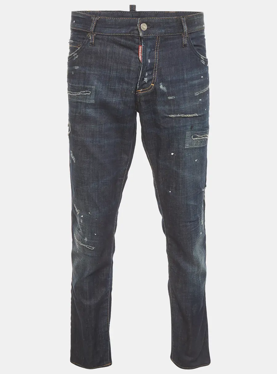 Dsquared2 Blue Denim Distressed Straight Fit Jeans XXL /Waist 37"