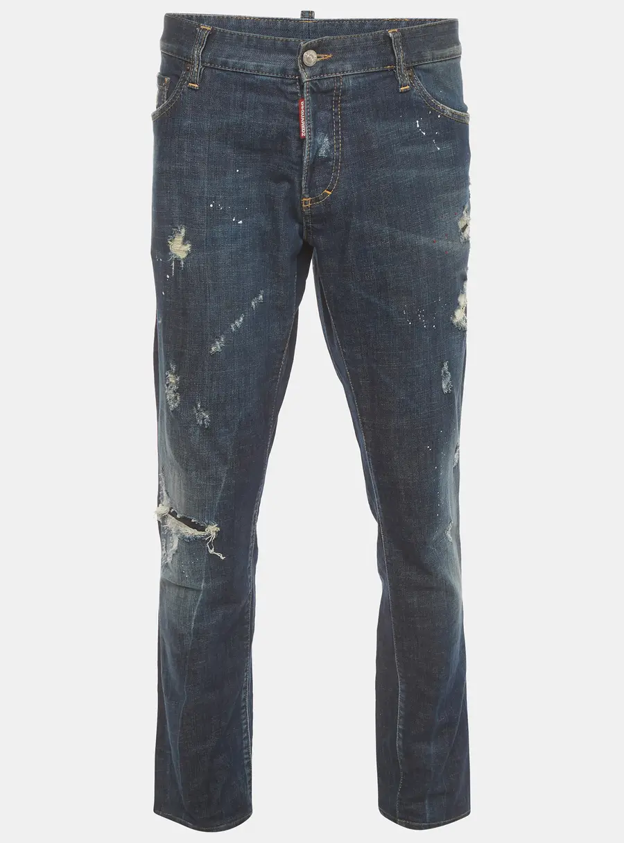 Dsquared2 Blue Denim Distressed Straight Fit Jeans XXXL /Waist 38"