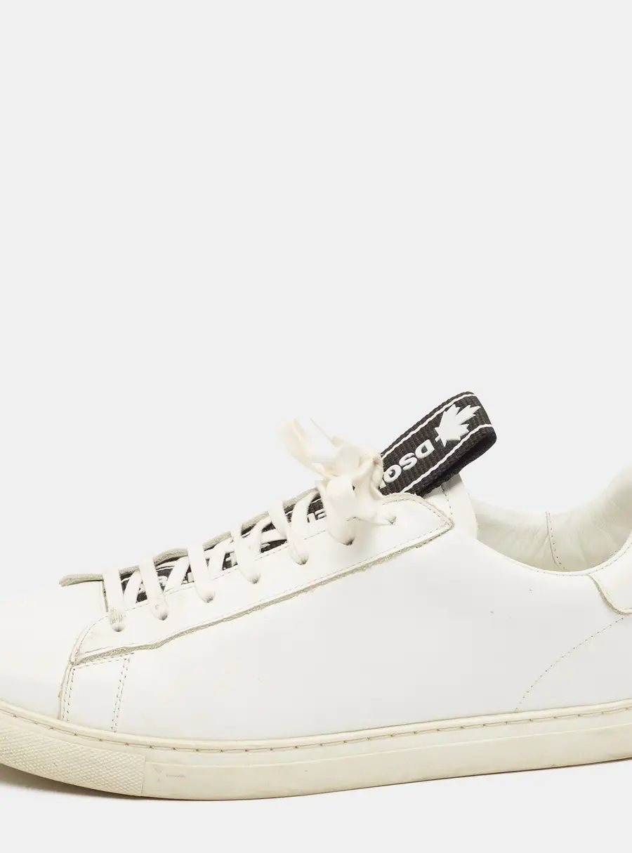 Dsquared2 White Leather Low Top Sneakers Size 45