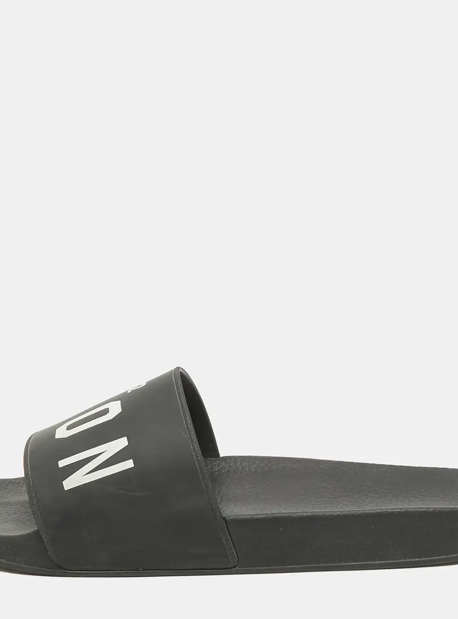 Dsquared2 Black Rubber Slide Sandals Size 44
