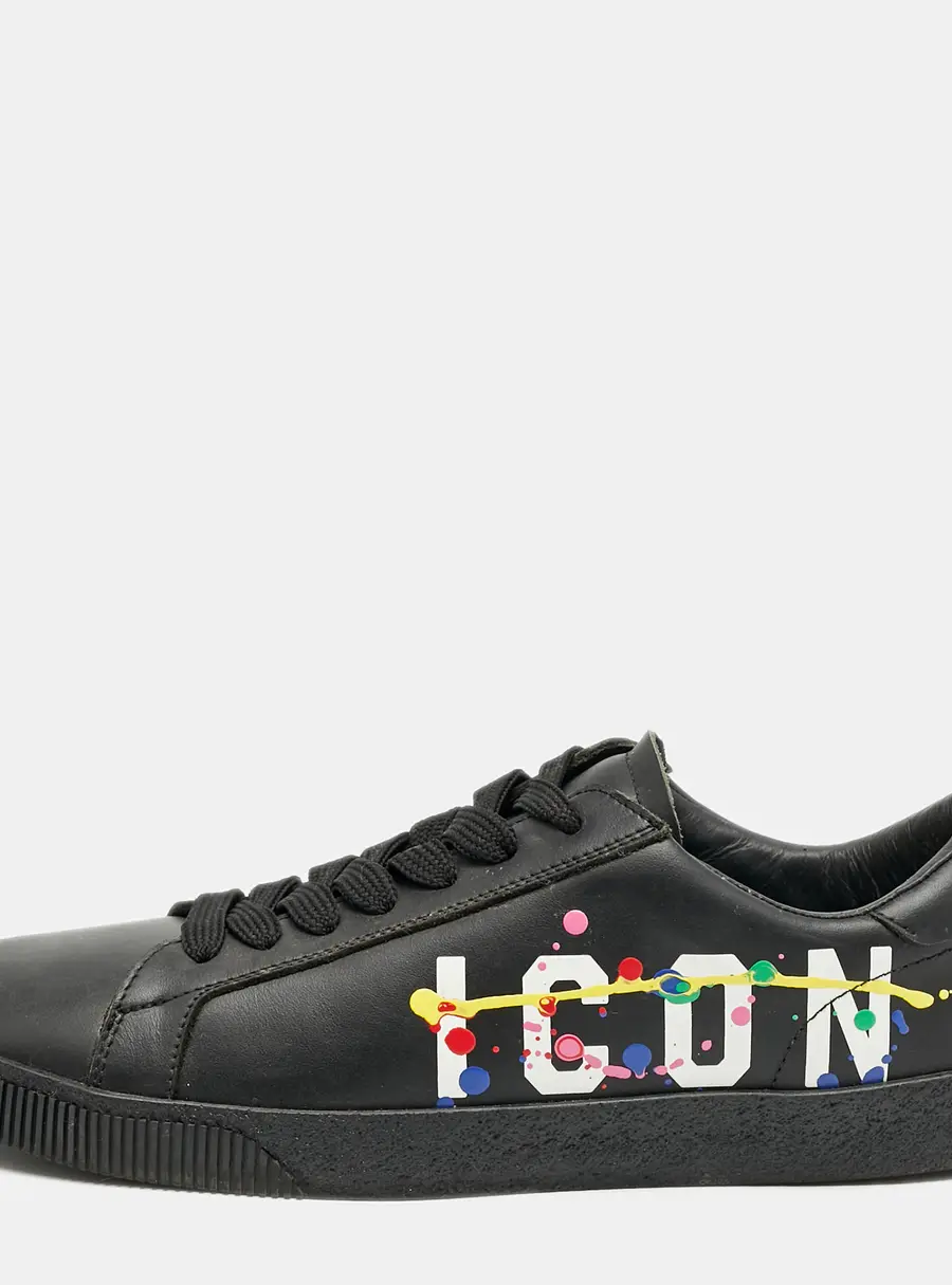 Dsquared2 Black Leather Cassetta Low Top Sneakers Size 41