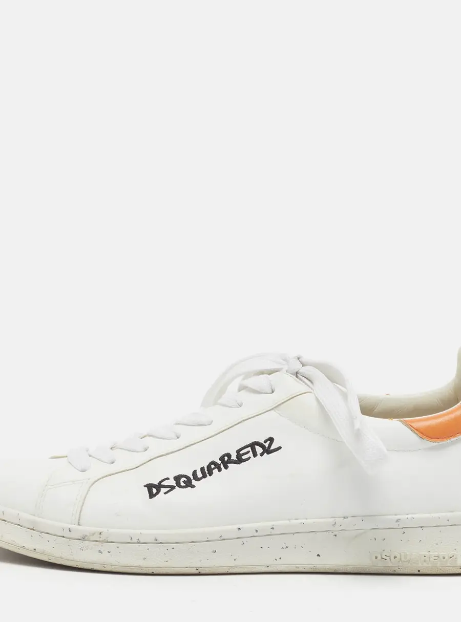 Dsquared2 Size 43 White Leather Lace Up Sneakers