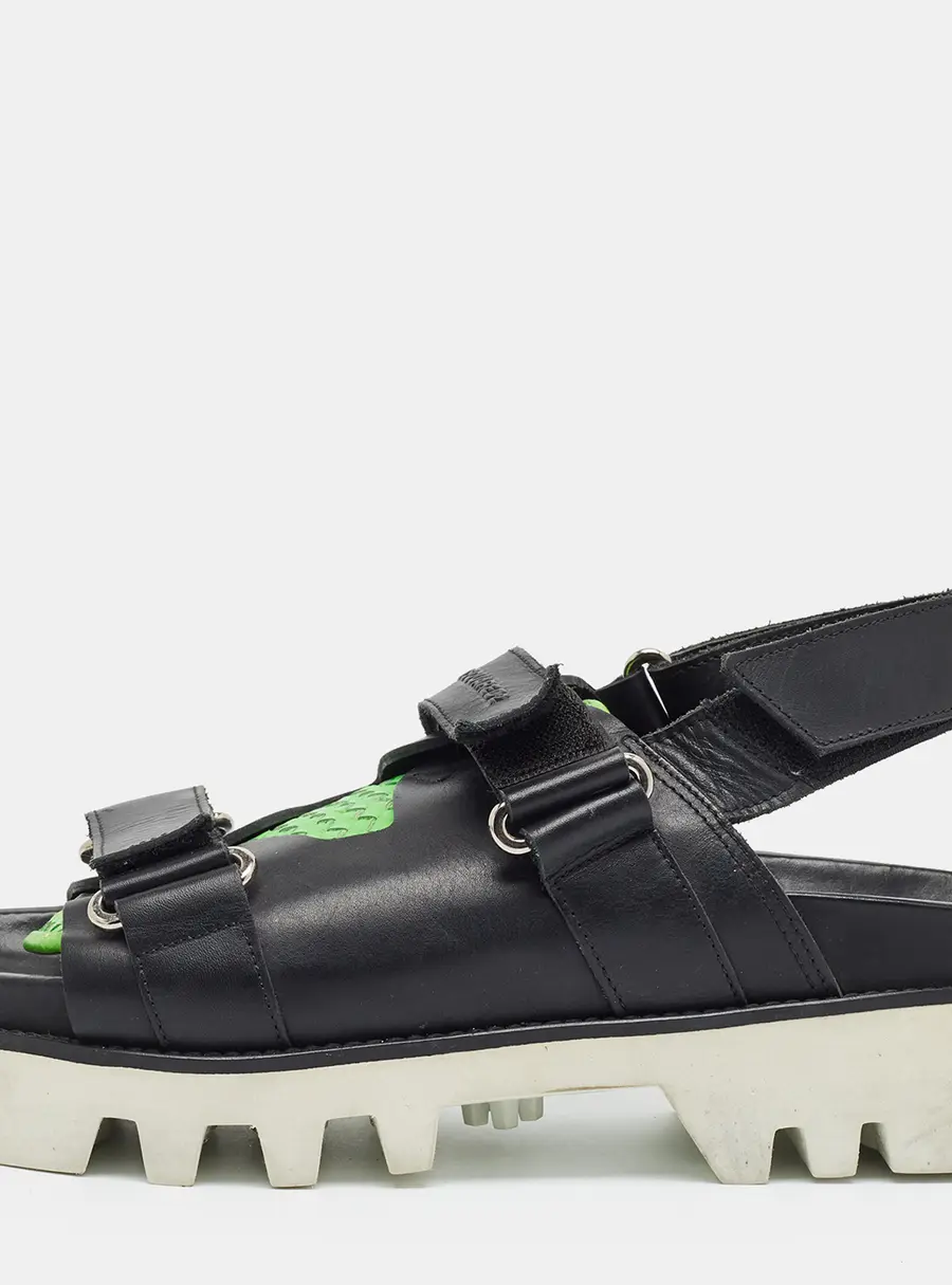 Dsquared2 Size 41 Black Leather Flat Slingback Sandals