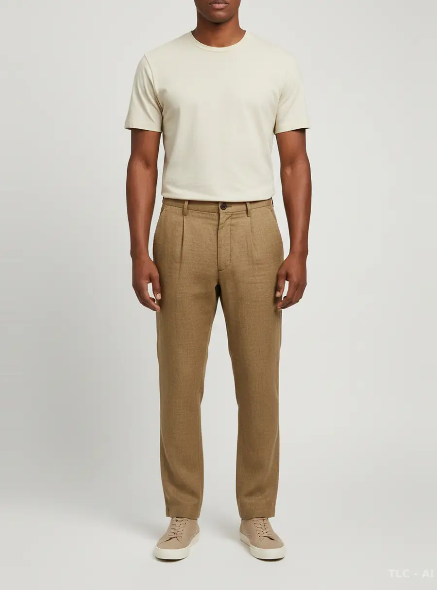 Dries Van Noten Brown Plaid Linen Straight Fit Pants XL