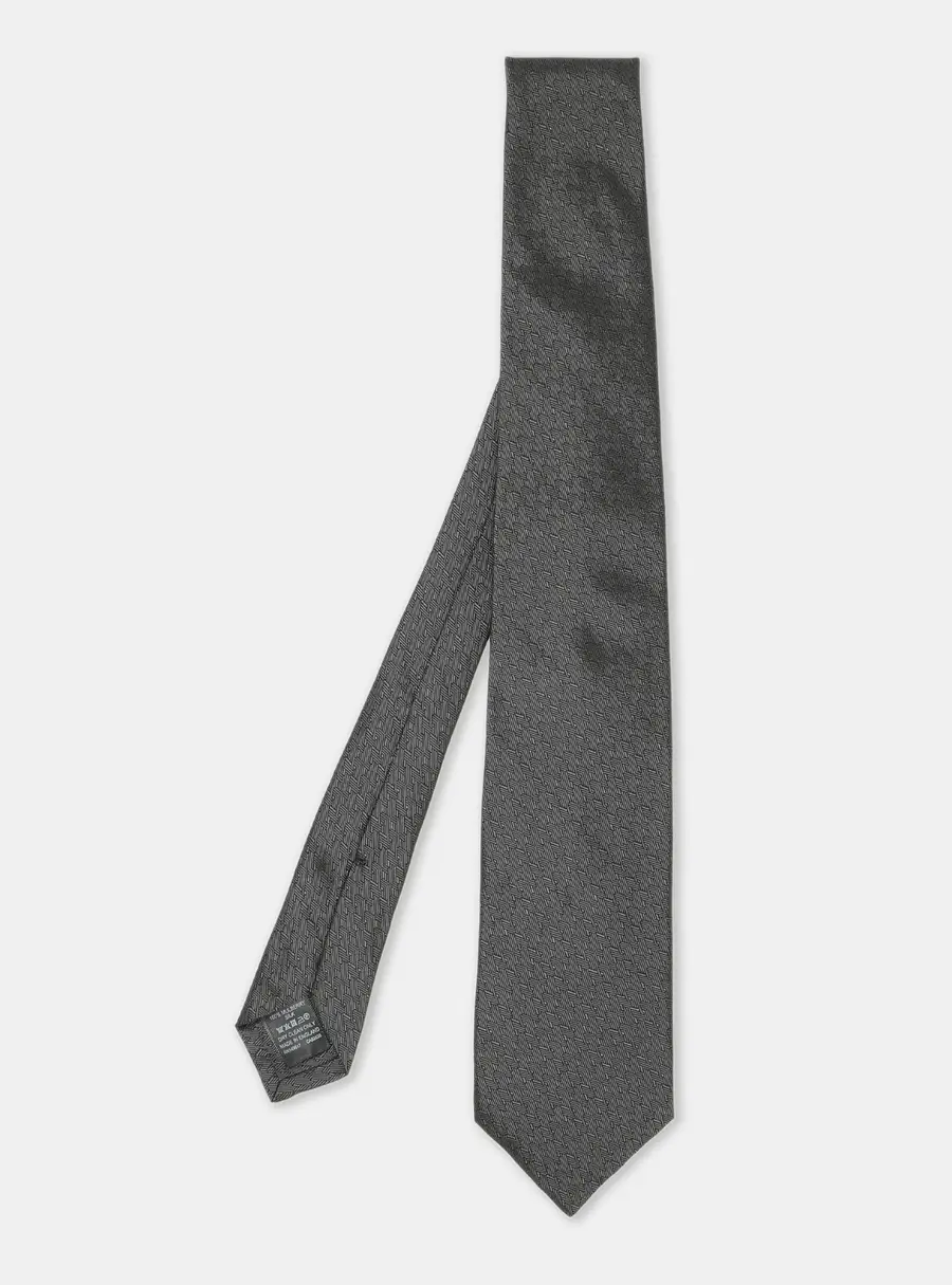 Dunhill Dark Grey Woven Motif Silk Tie