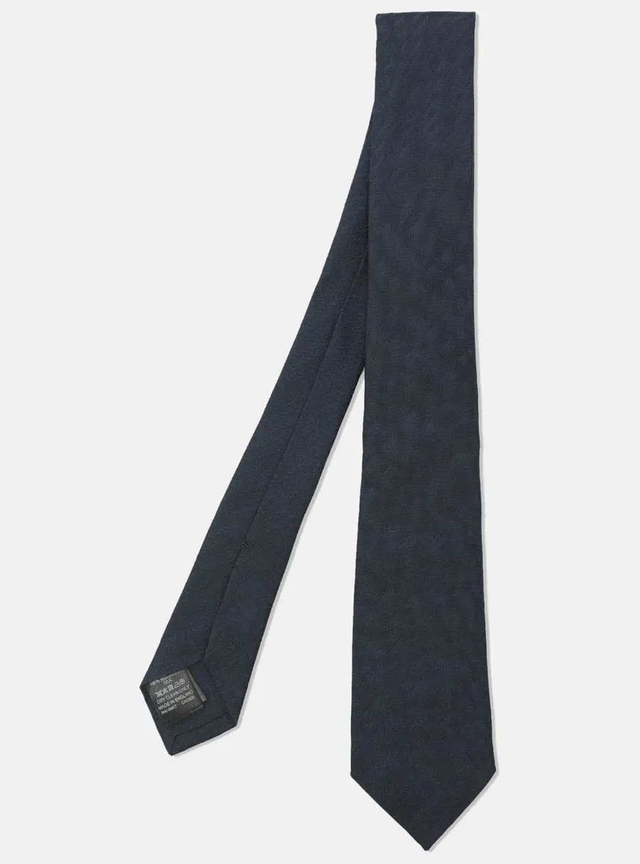 Dunhill Blue Diagonal Patterned Mulberry Silk Neck Tie