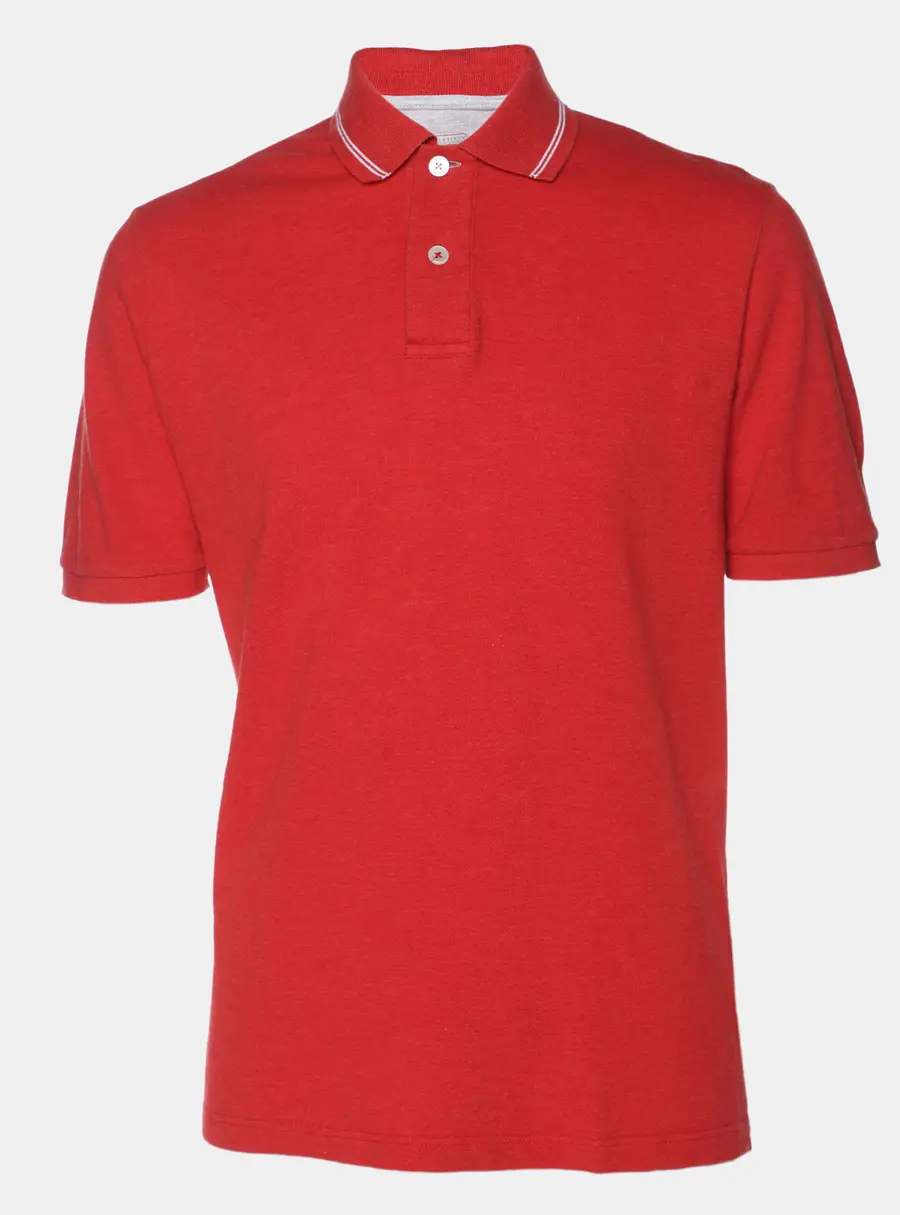 Eleventy Red Knit Button Polo T-Shirt L