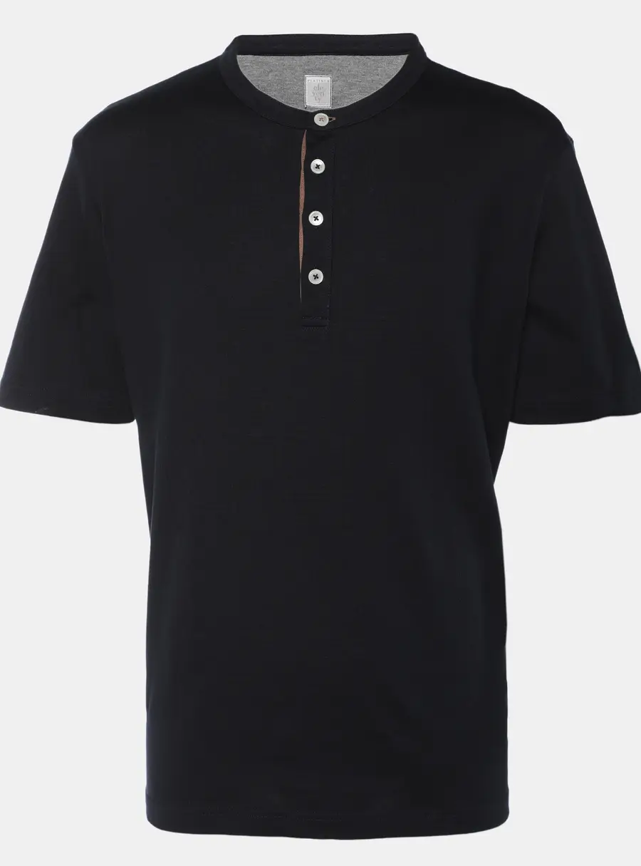 Eleventy Navy Blue Jersey Henley T-Shirt XL