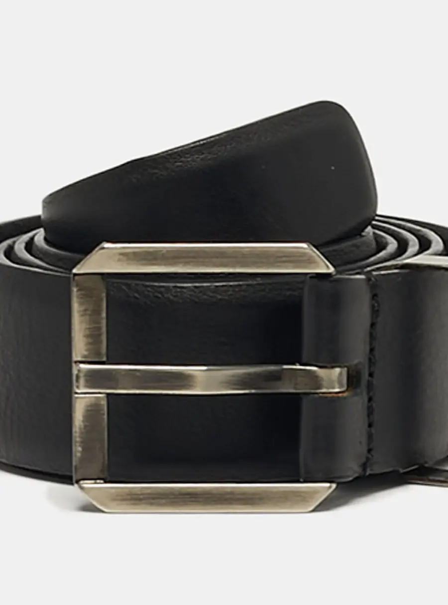 Emporio Armani Buckle Belt Black Leather