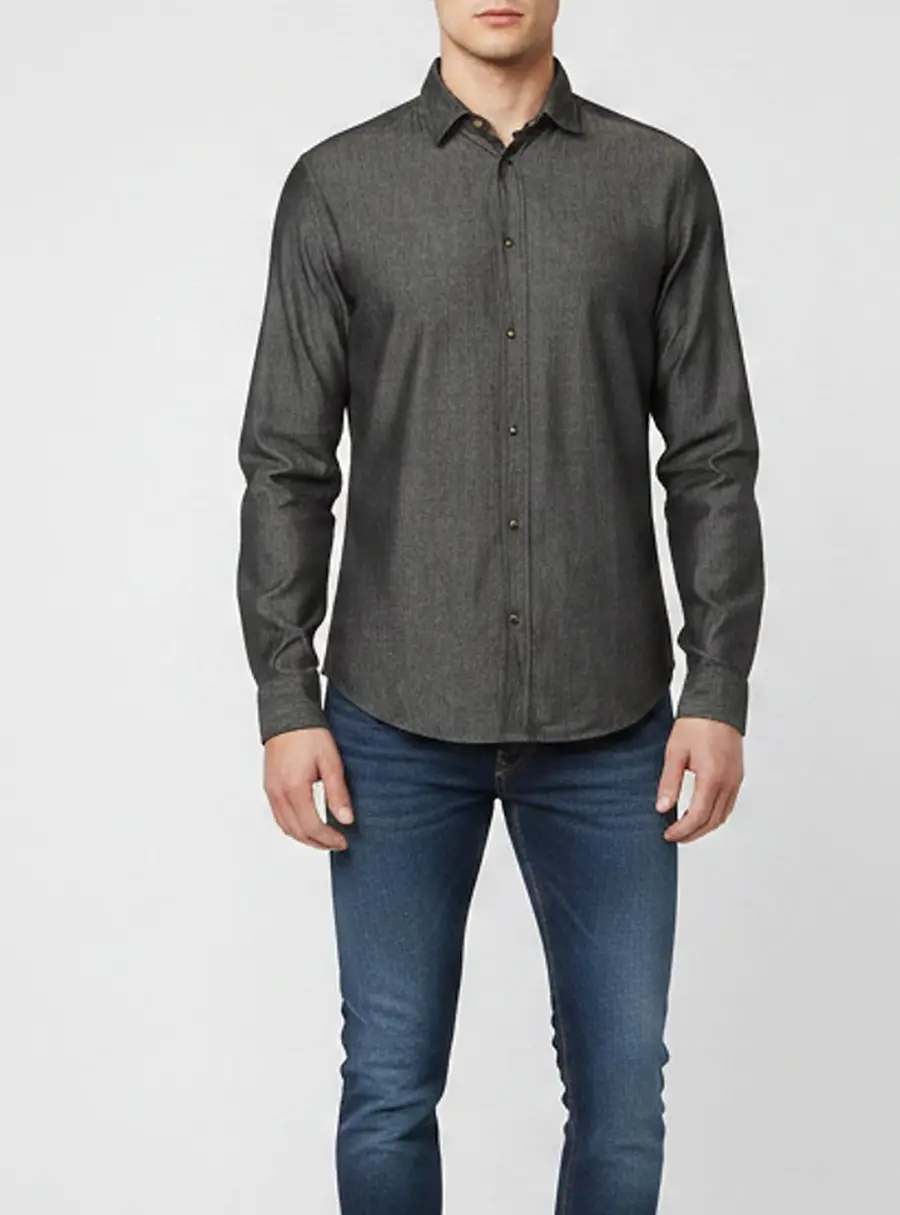 Emporio Armani Black Denim Slim Fit Shirt M
