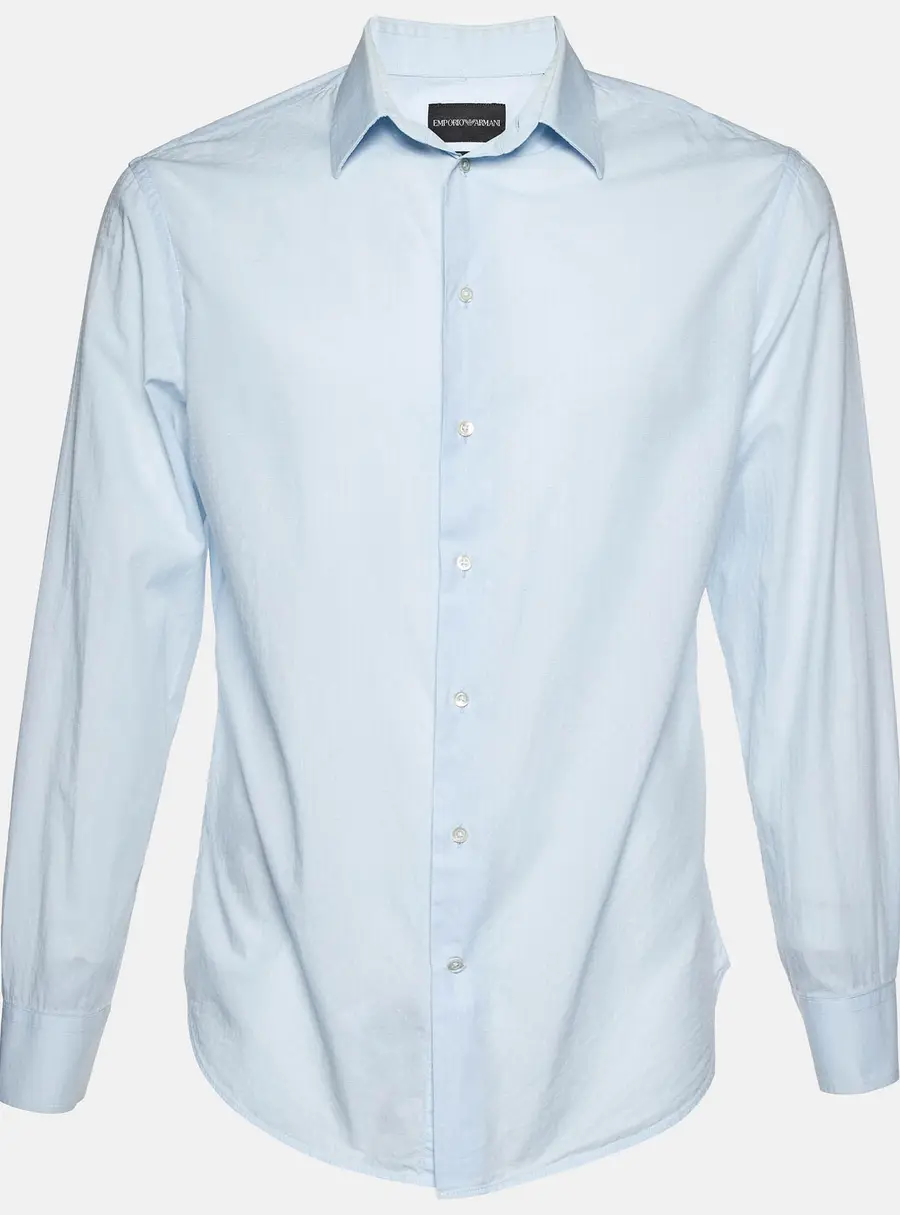 Emporio Armani Blue Patterned Cotton Shirt M