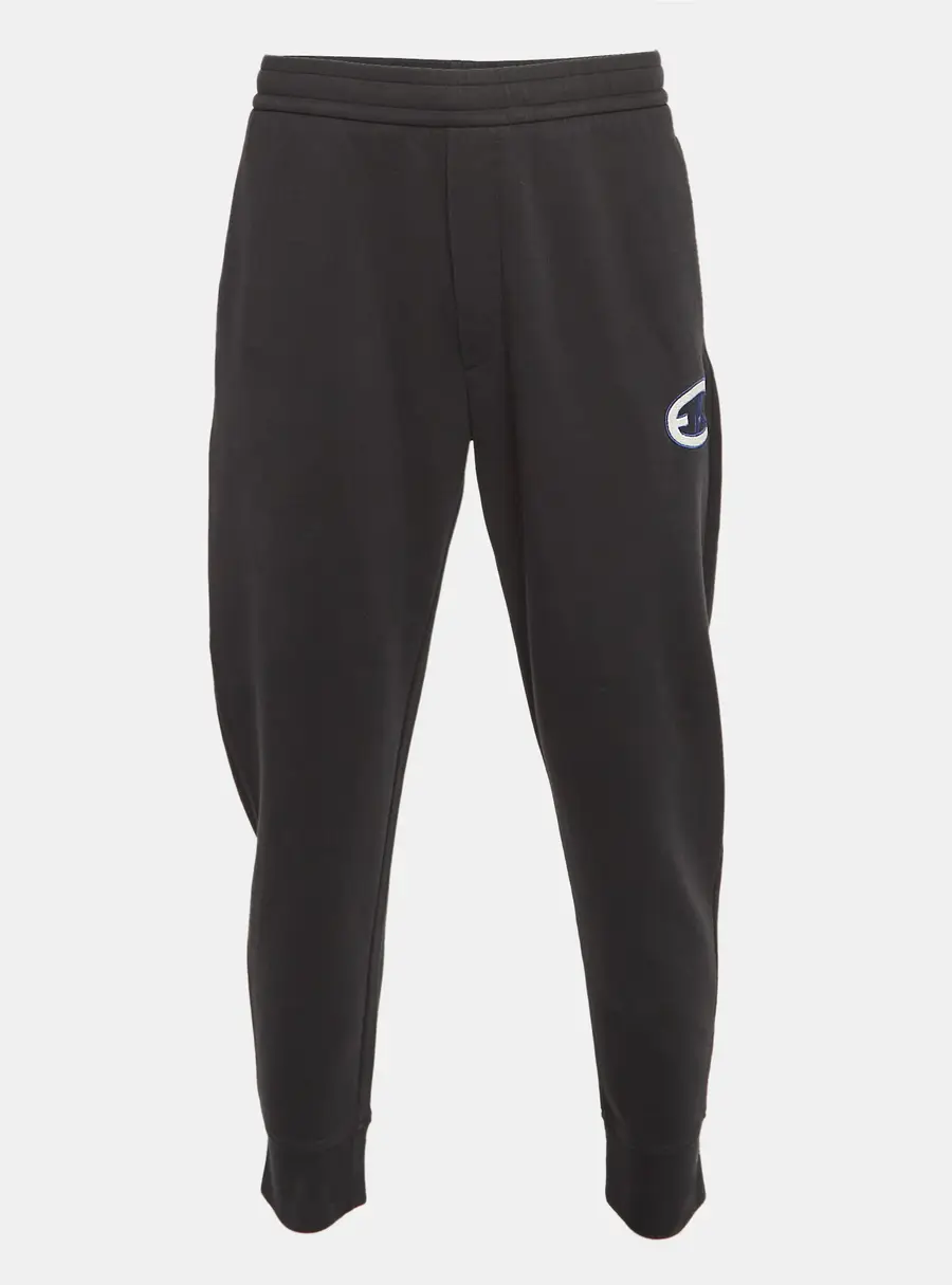 Emporio Armani Black Embroidered Cotton Blend Sweatpants XL