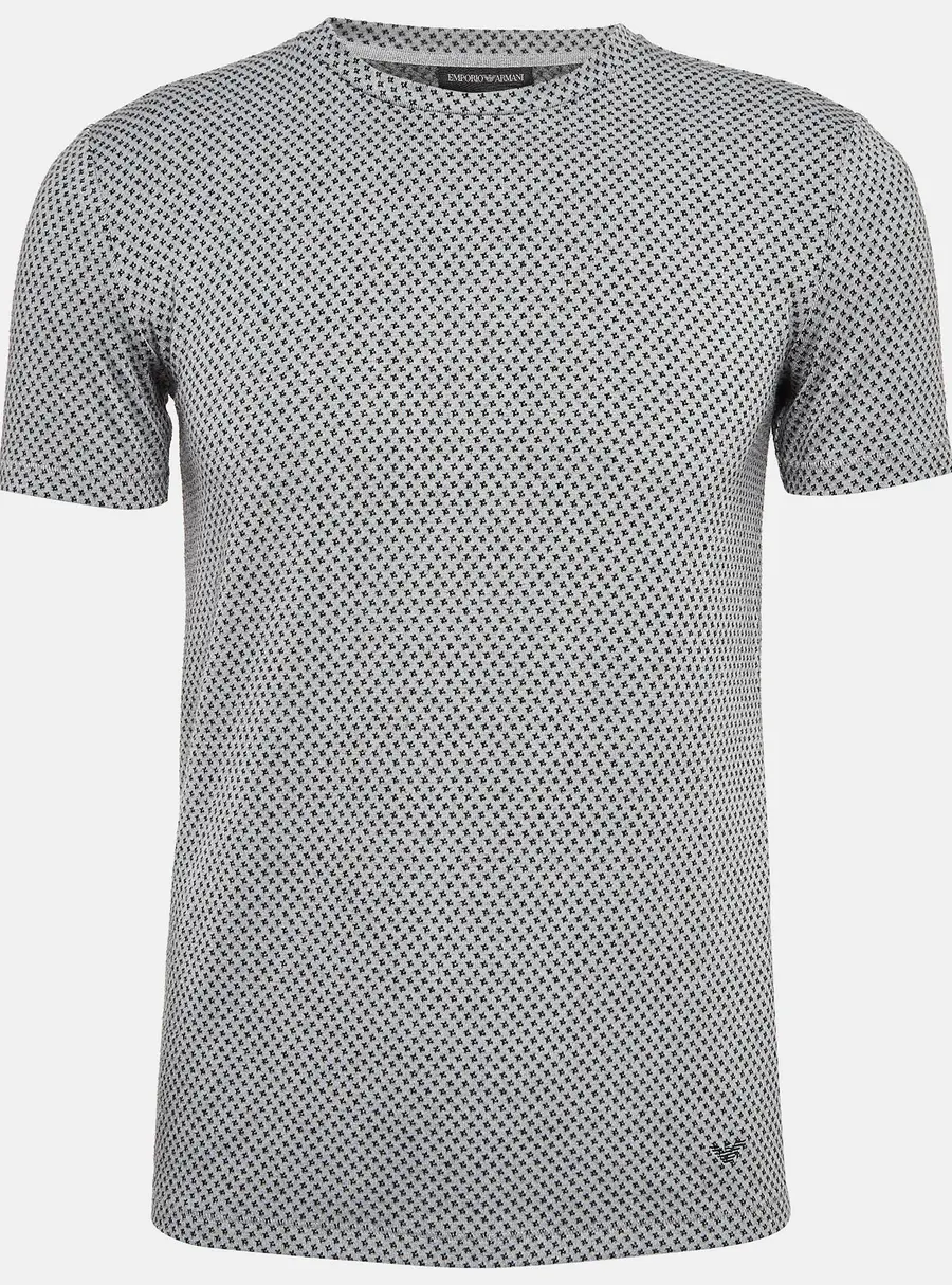 Emporio Armani Grey Patterned Knit Crew Neck T-Shirt S