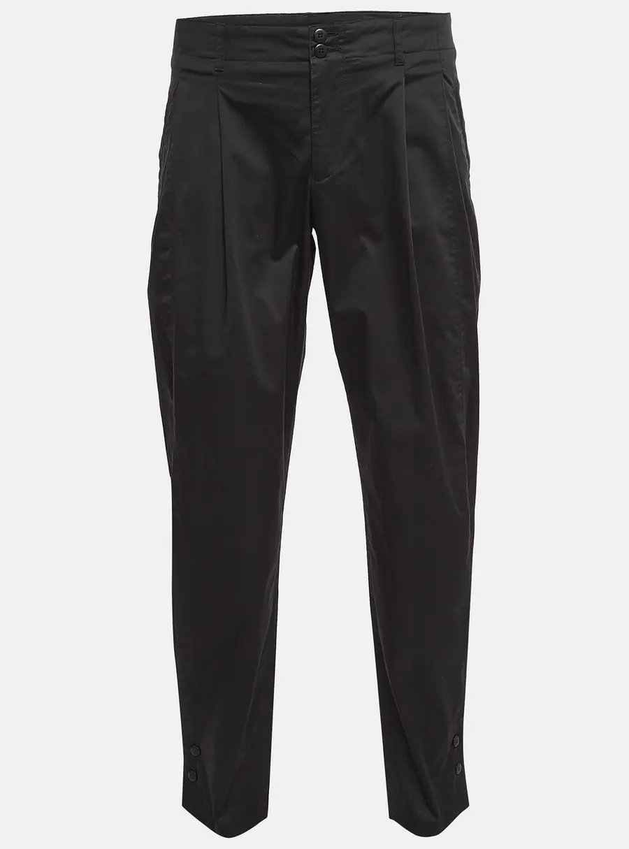 Emporio Armani Black Cotton Pleated Trousers L