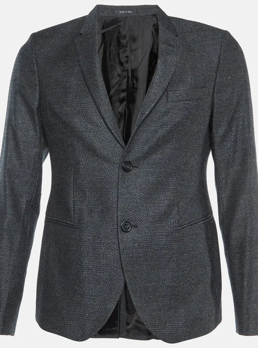 Emporio Armani Dark Grey Virgin Wool Single Breasted Blazer S